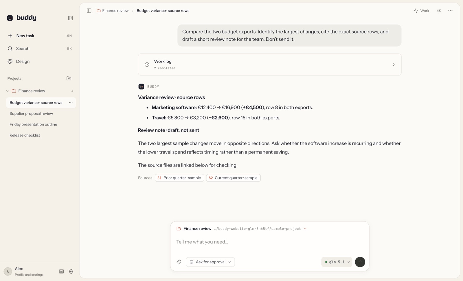 Computer Buddy comparant dues exportacions de pressupost i citant les files d'origen